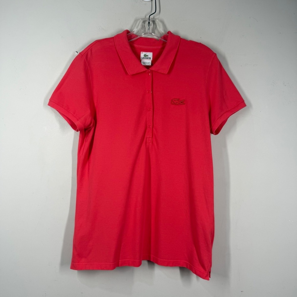 Lacoste Womens Pink Short Sleeve Stretch Mini Pique Polo Shirt Sz 3XL 46 F6331